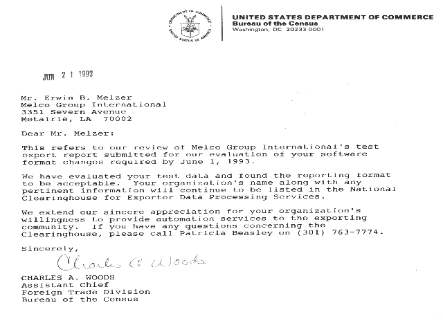 United States Department Of Commerce Melco Group appreciation