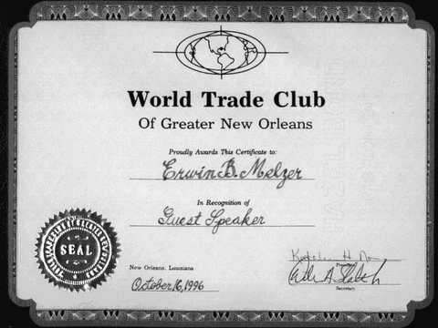New Orleans World Trade Club Melco Group acknowledgmen
